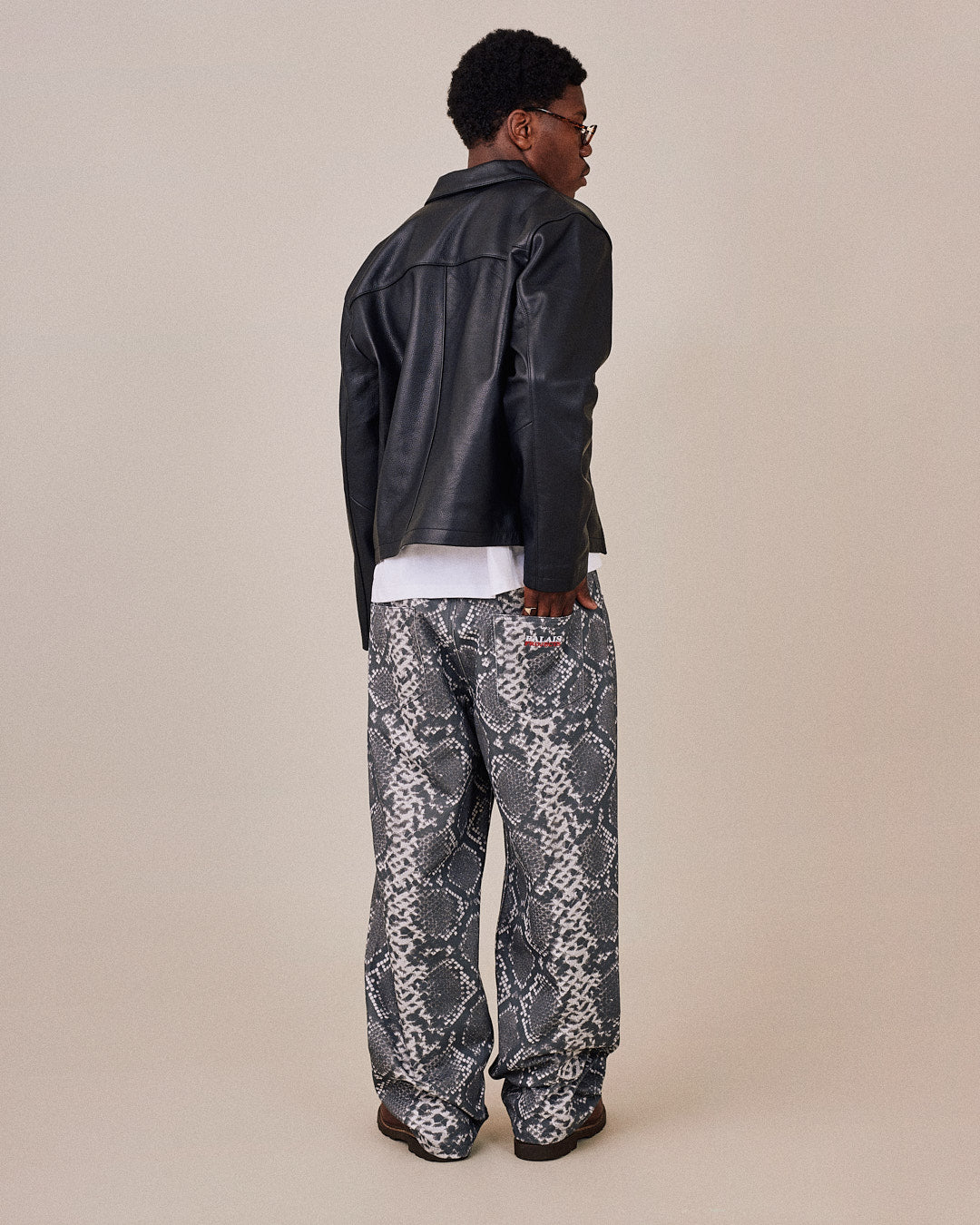 Pebbled Leather Jacket - Black