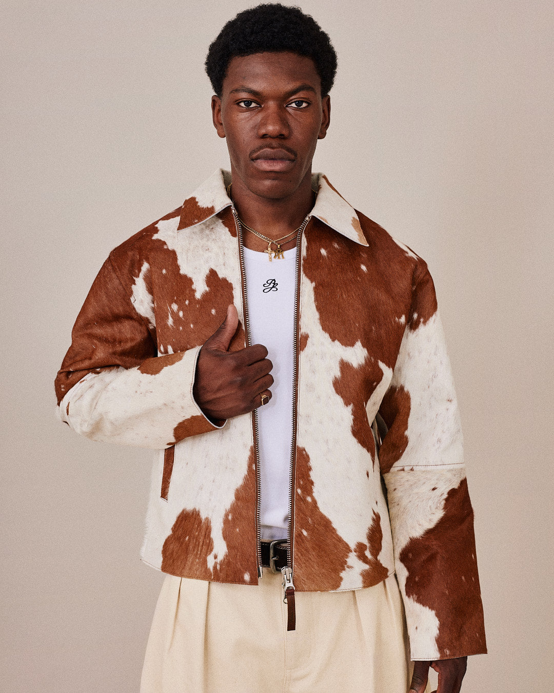 Cow Leather Jacket - Cow Hair