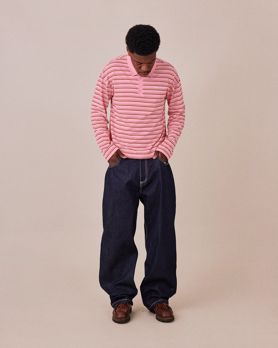 LS Polo Shirt - Pink Stripe