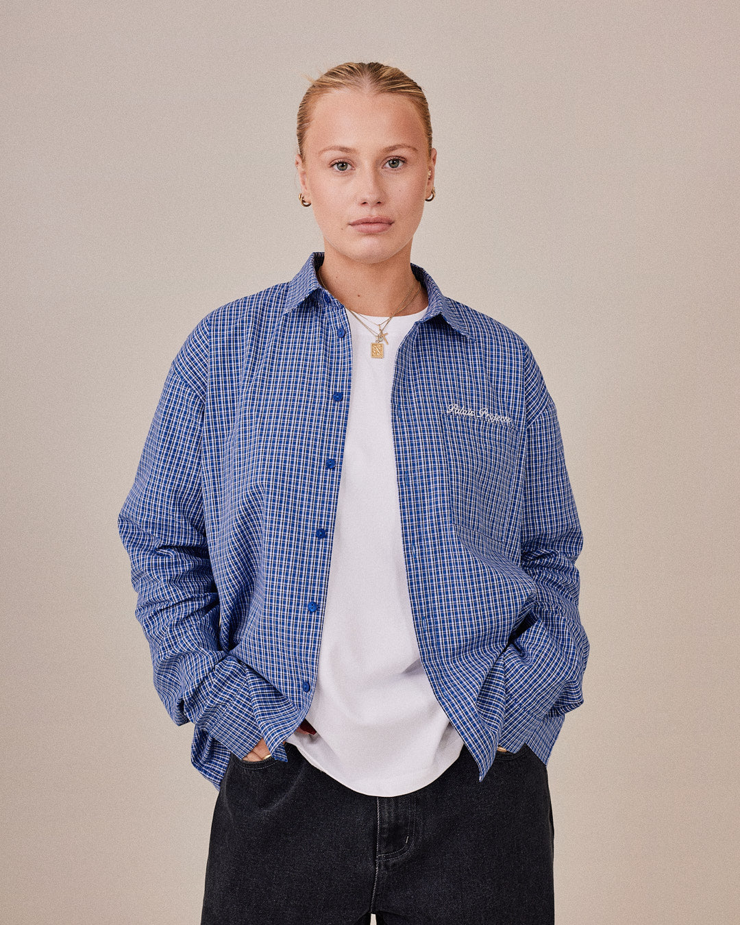 LS Checkered Shirt - Mid Blue