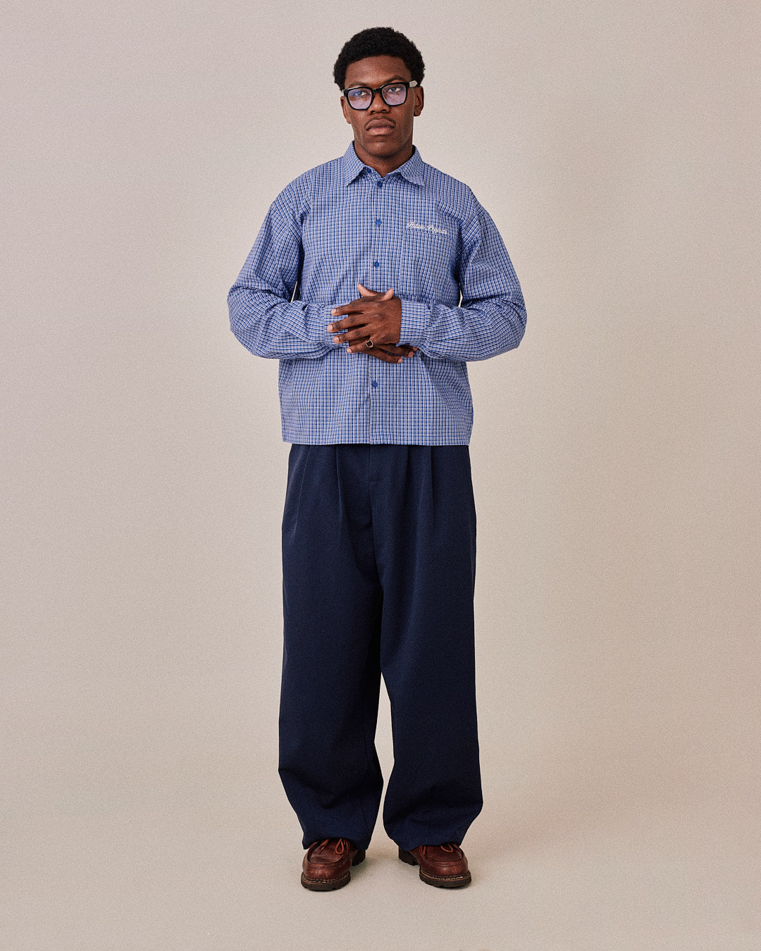 LS Checkered Shirt - Mid Blue