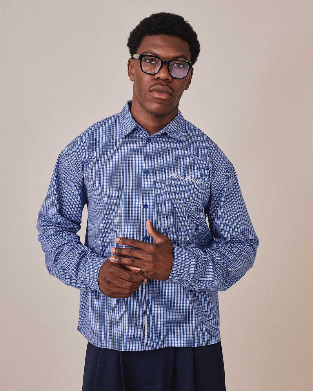 LS Checkered Shirt - Mid Blue