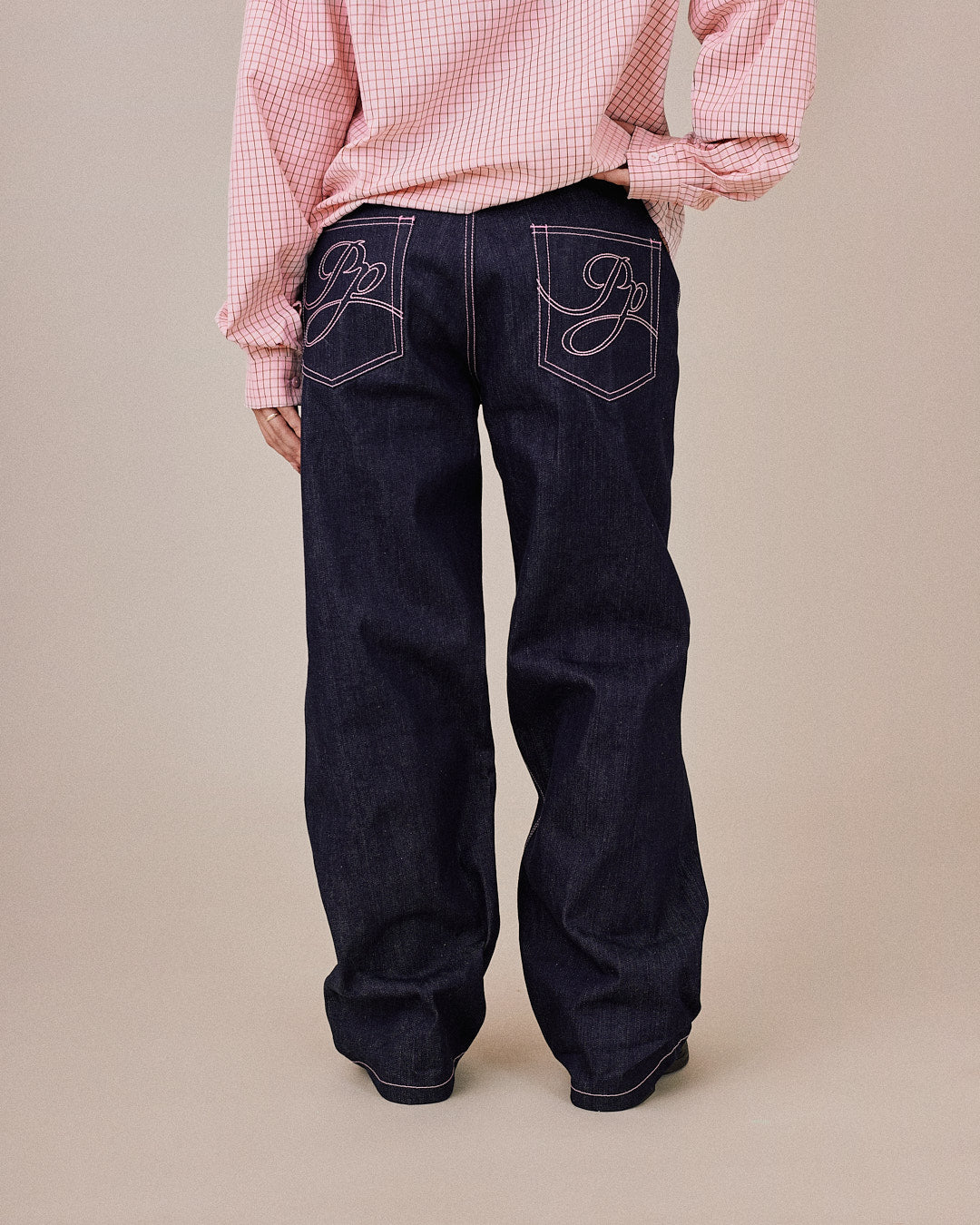 Baggy Selvedge Jeans - Pink Stitch
