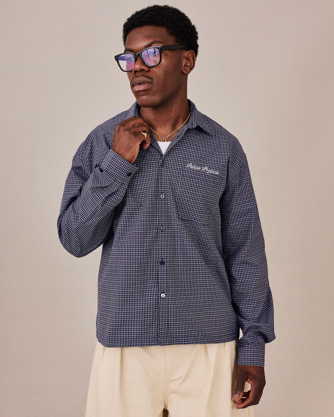 LS Checkered Shirt - Navy
