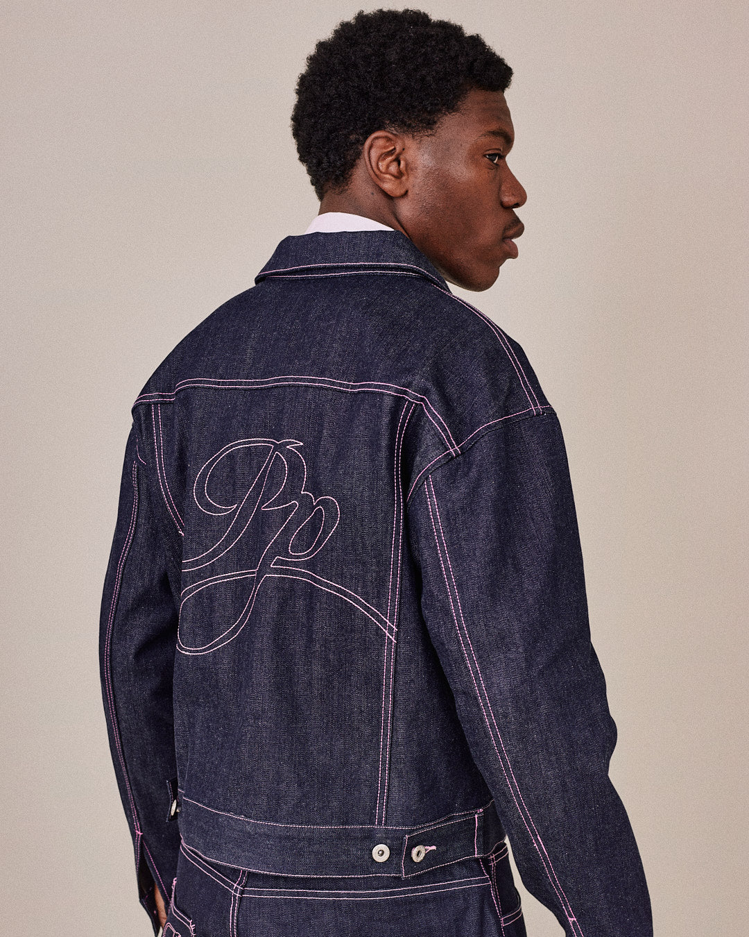 Selvedge Denim Jacket - Pink Stitch