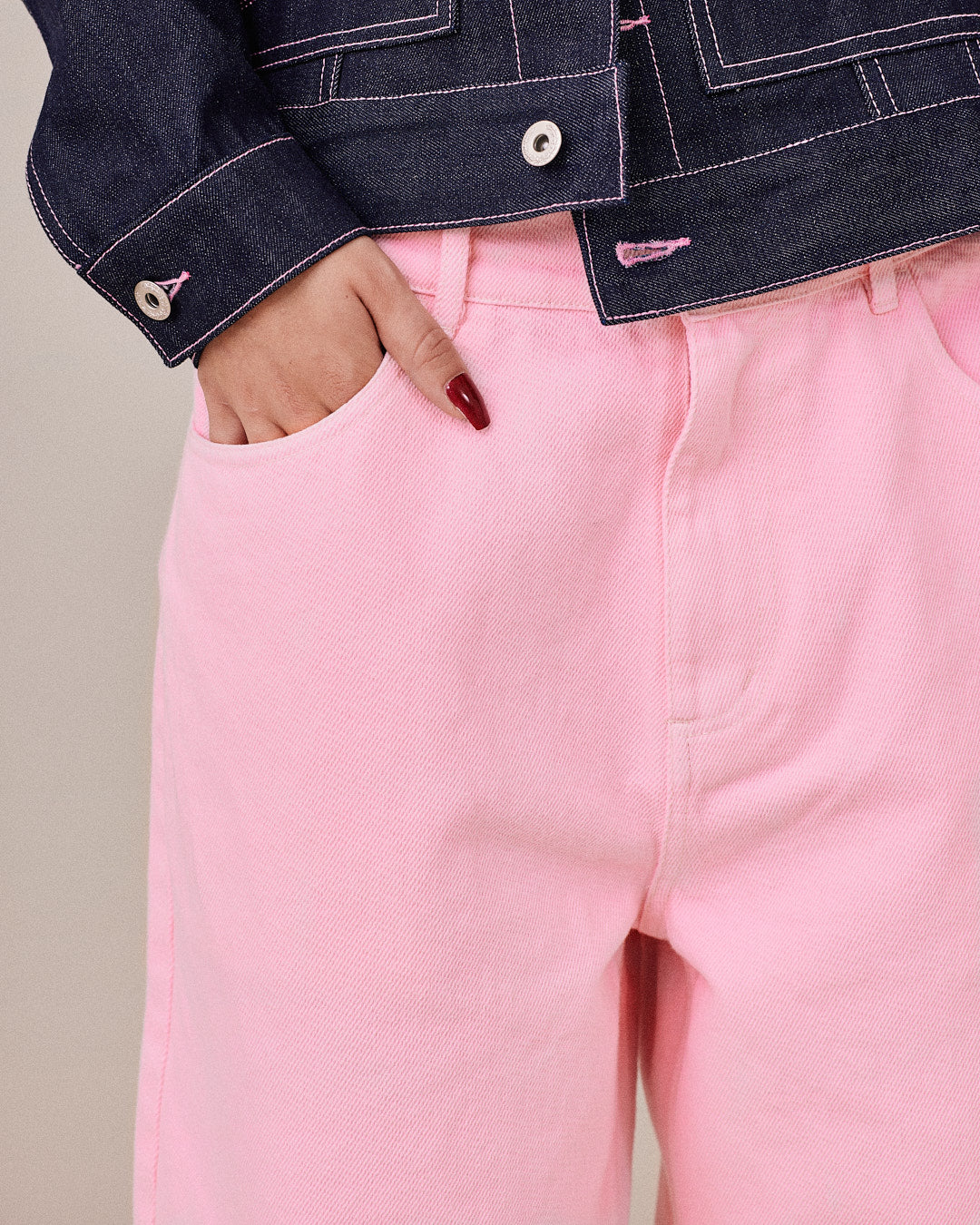 Baggy Canvas Pants - Pink