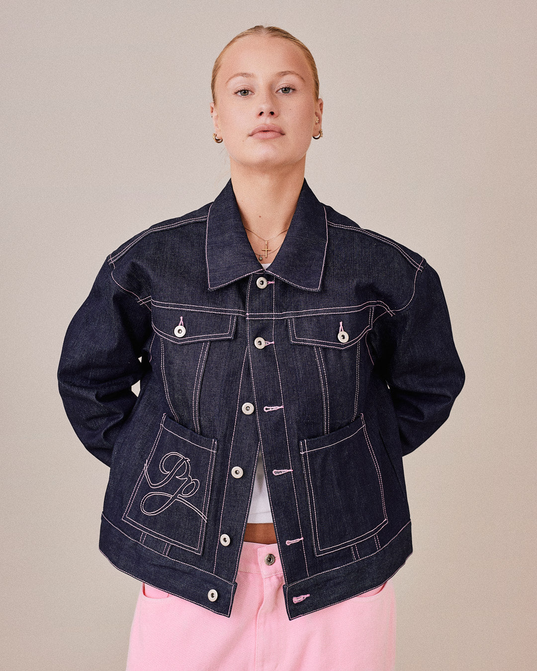 Selvedge Denim Jacket - Pink Stitch
