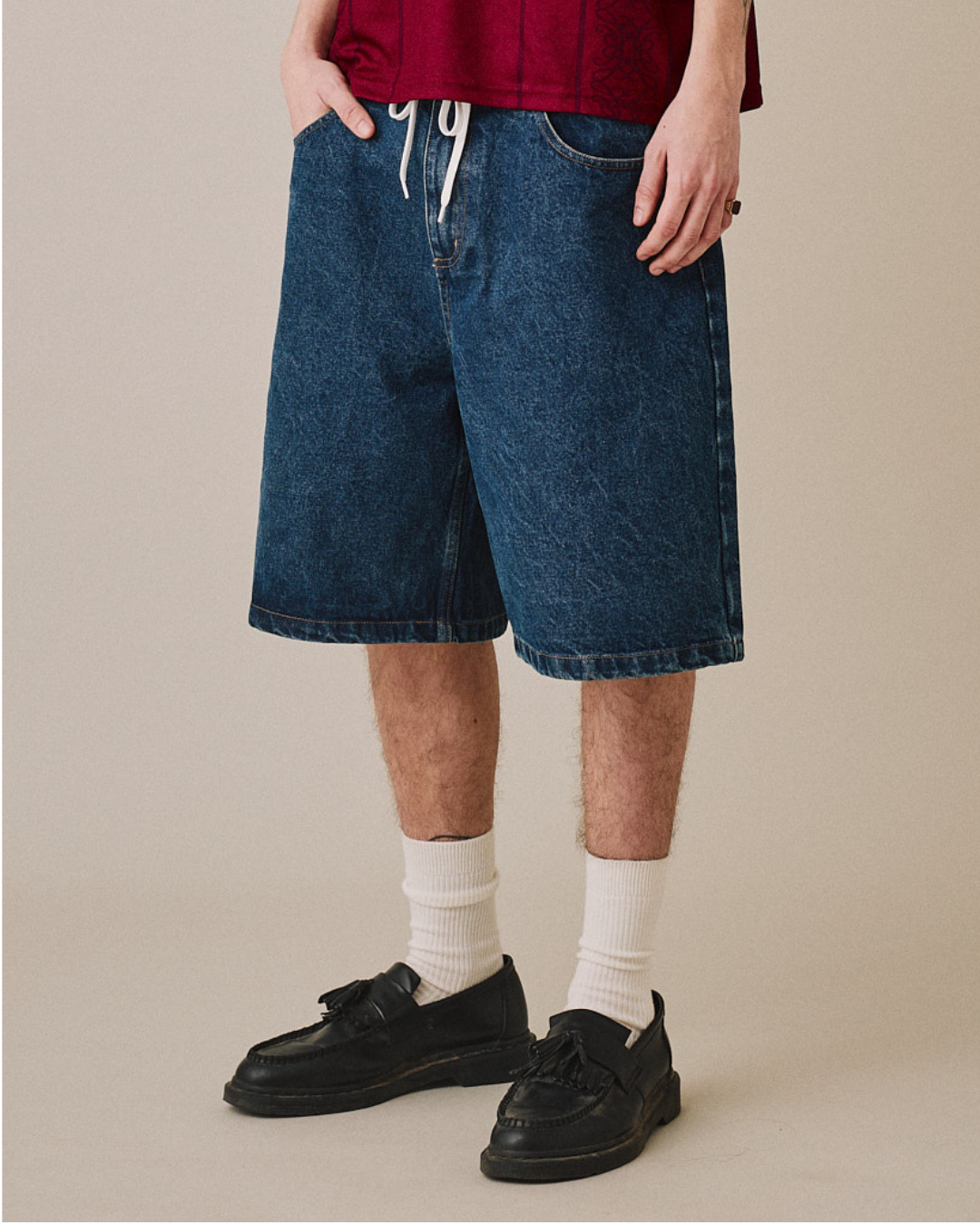 Baggy Denim Jorts - Mid Blue