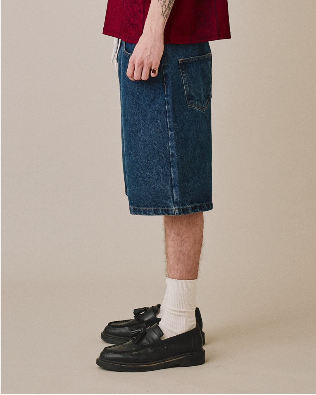 Baggy Denim Jorts - Mid Blue