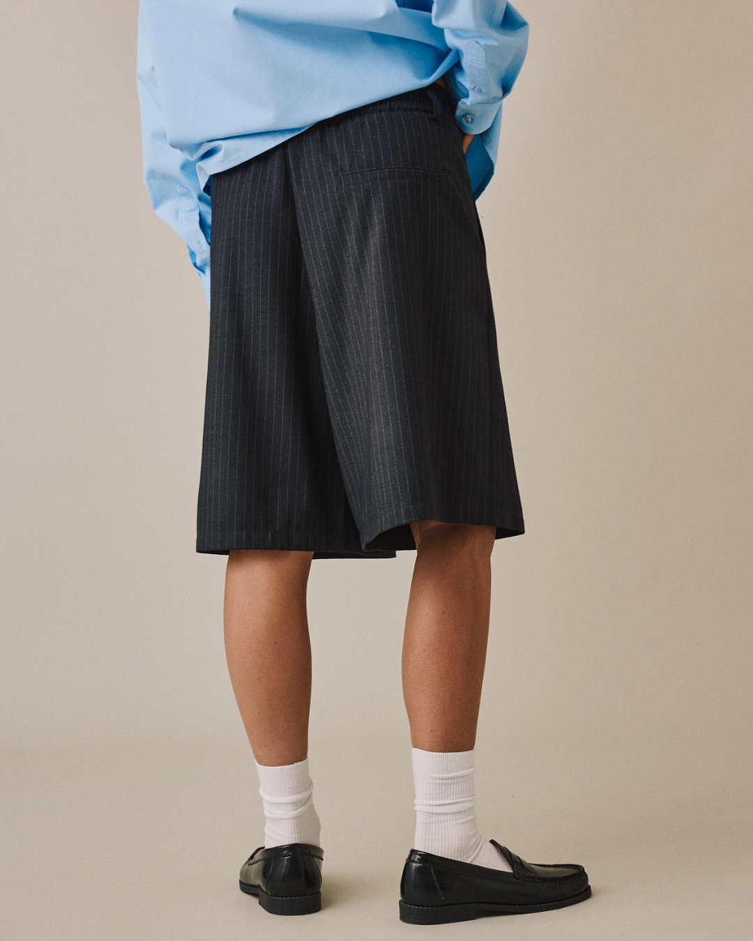 Relaxed Suit Shorts - Black Stripe