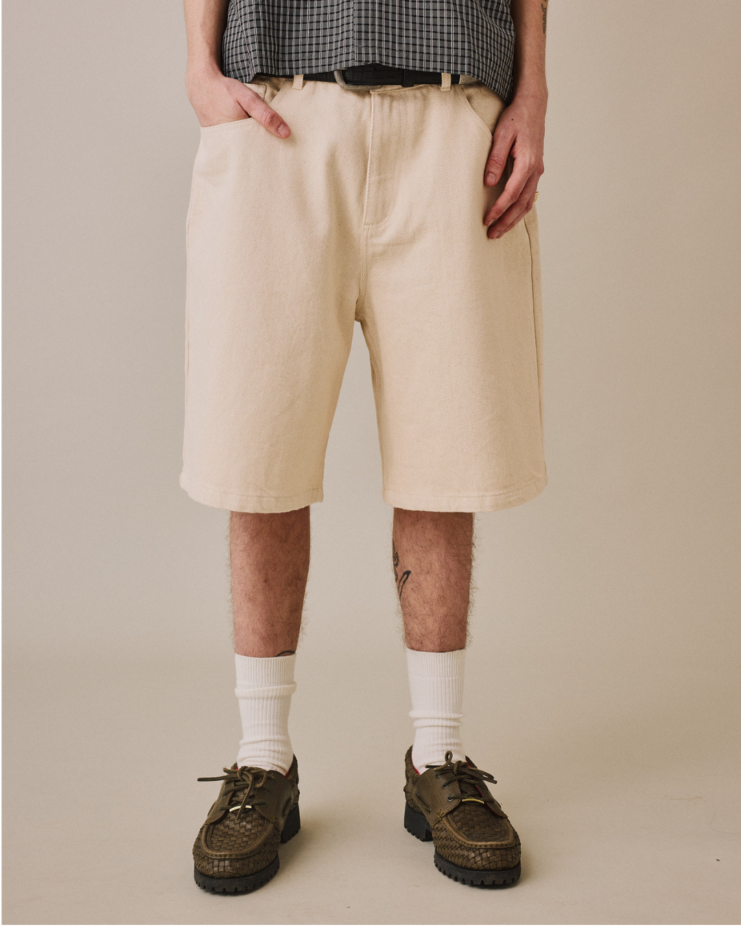 Baggy Canvas Jorts - Beige