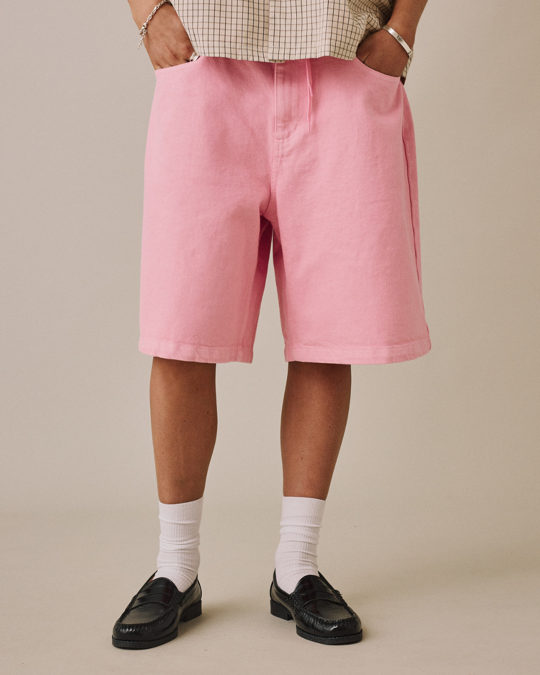 Baggy Canvas Jorts - Pink