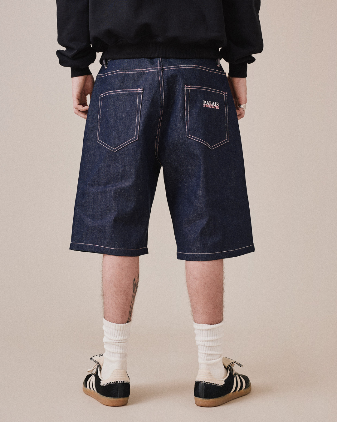 Baggy Selvedge Jorts - Pink stitch