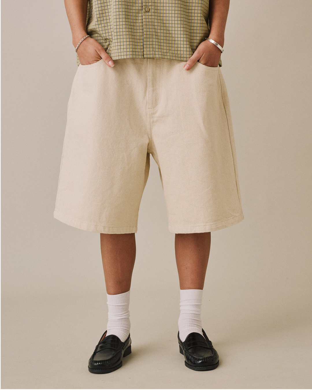 Baggy Canvas Jorts - Beige