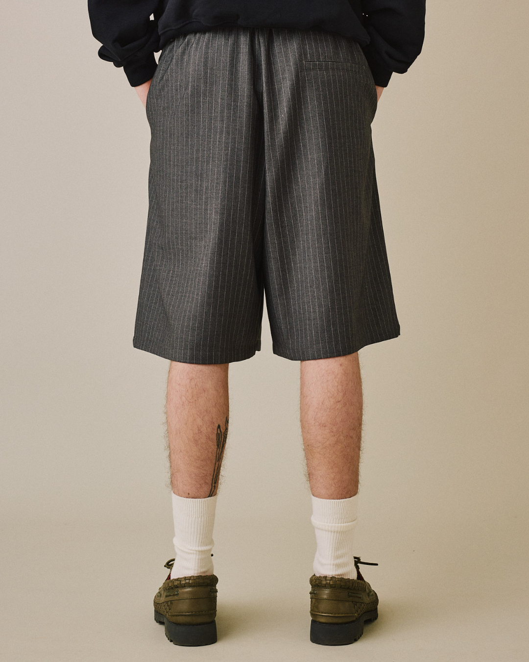 Relaxed Suit Shorts - Grey Stripe