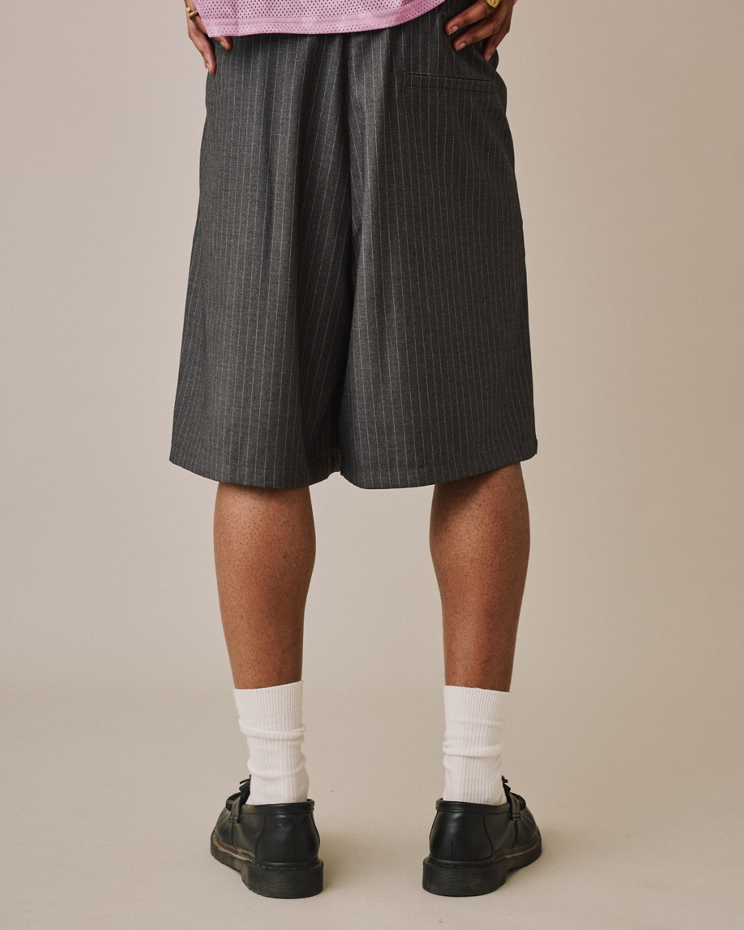 Relaxed Suit Shorts - Grey Stripe