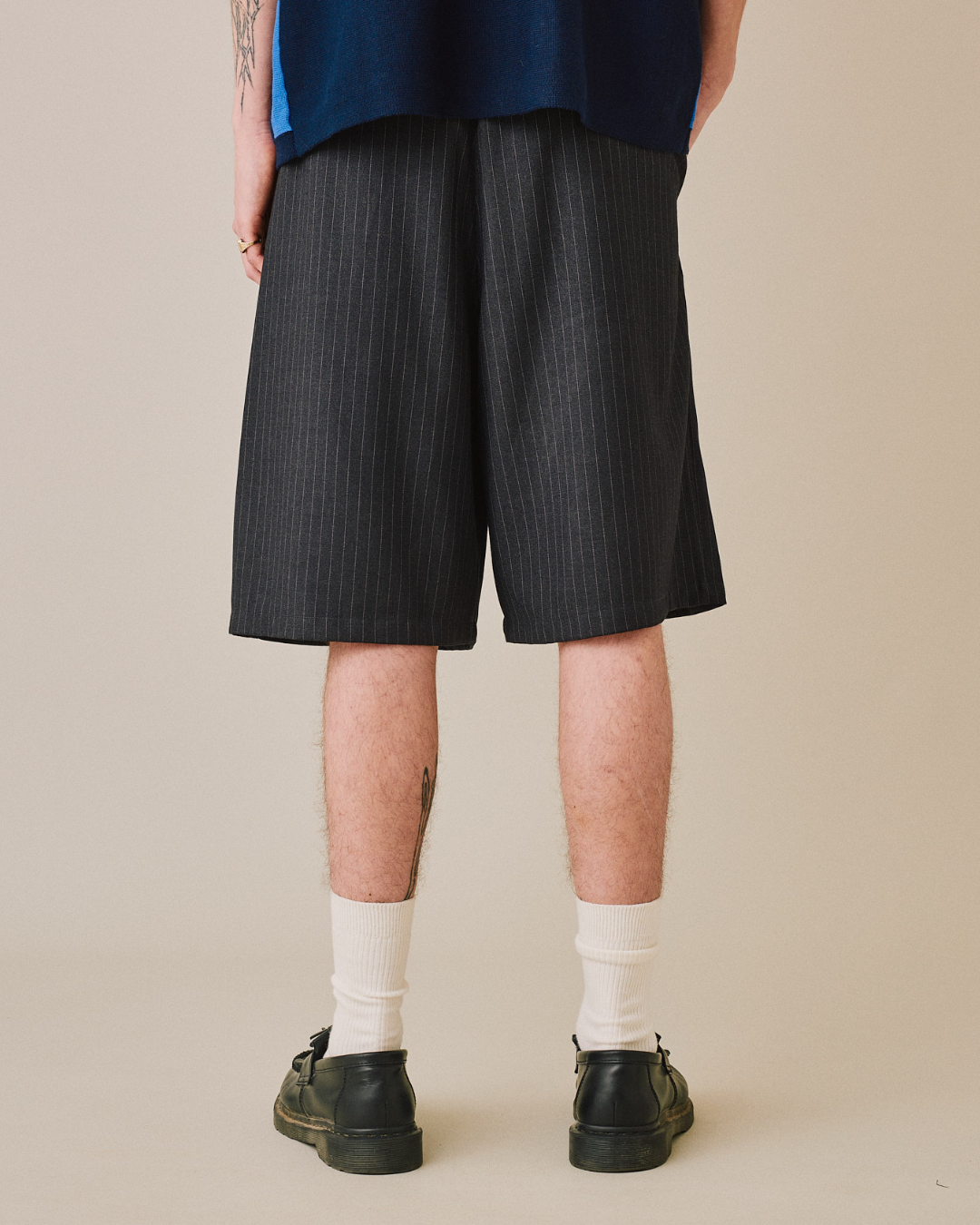 Relaxed Suit Shorts - Black Stripe