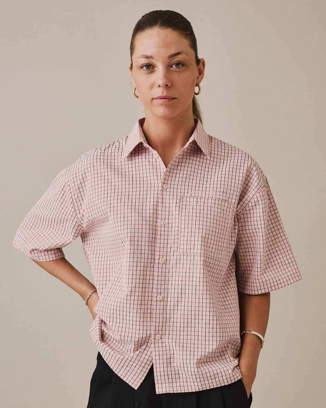 SS Checkered Shirt - Pink