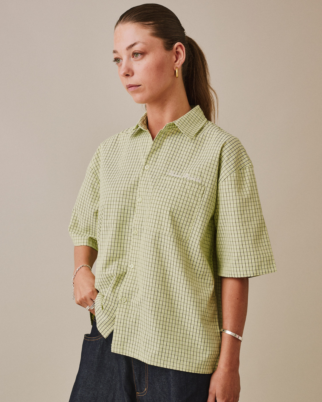 SS Checkered Shirt - Bright Green