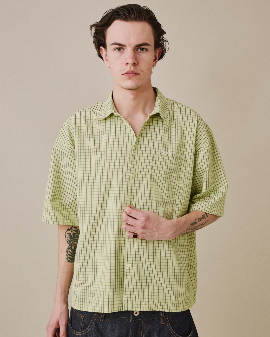 SS Checkered Shirt - Bright Green