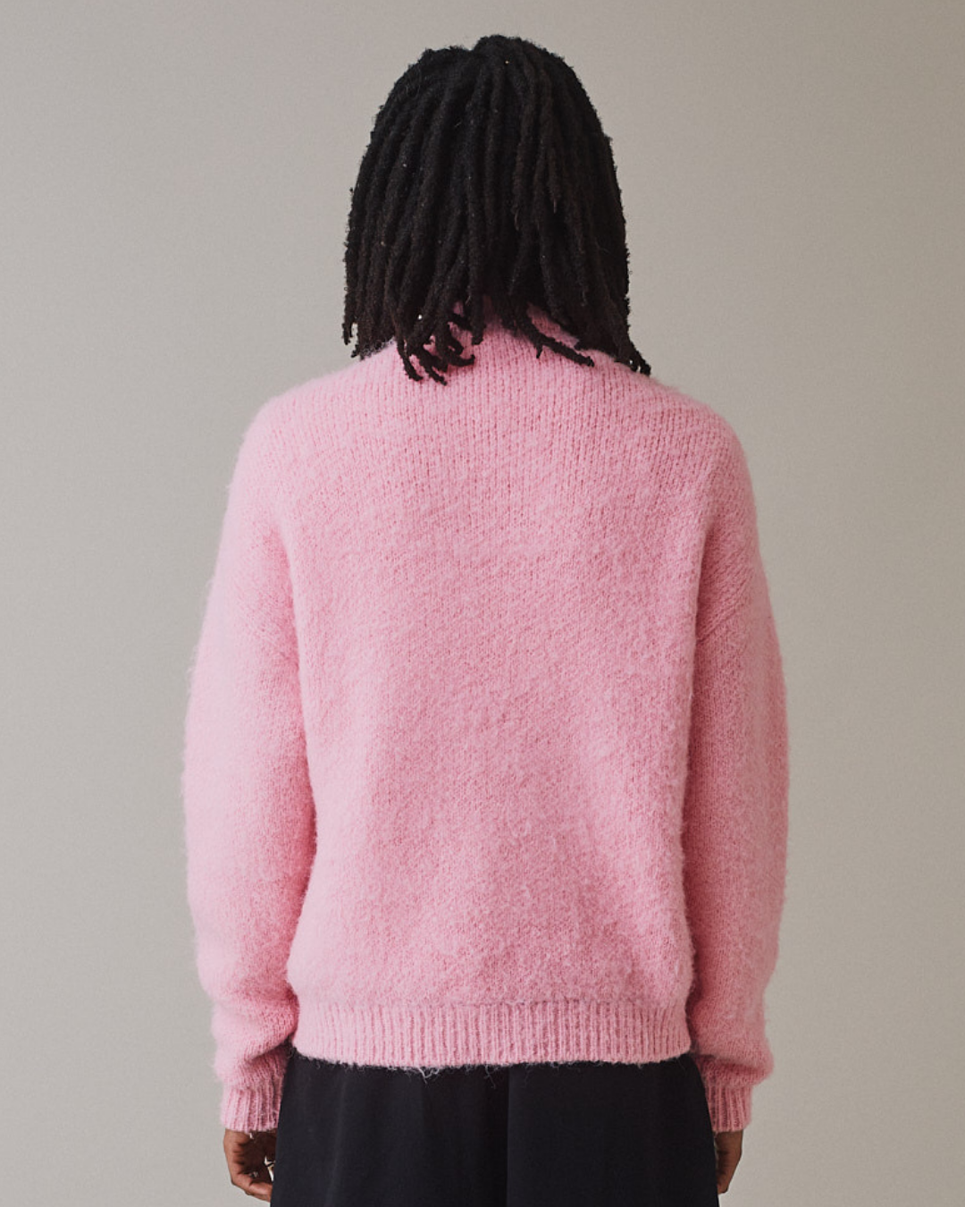 Knit O-Neck Sweater - Pink