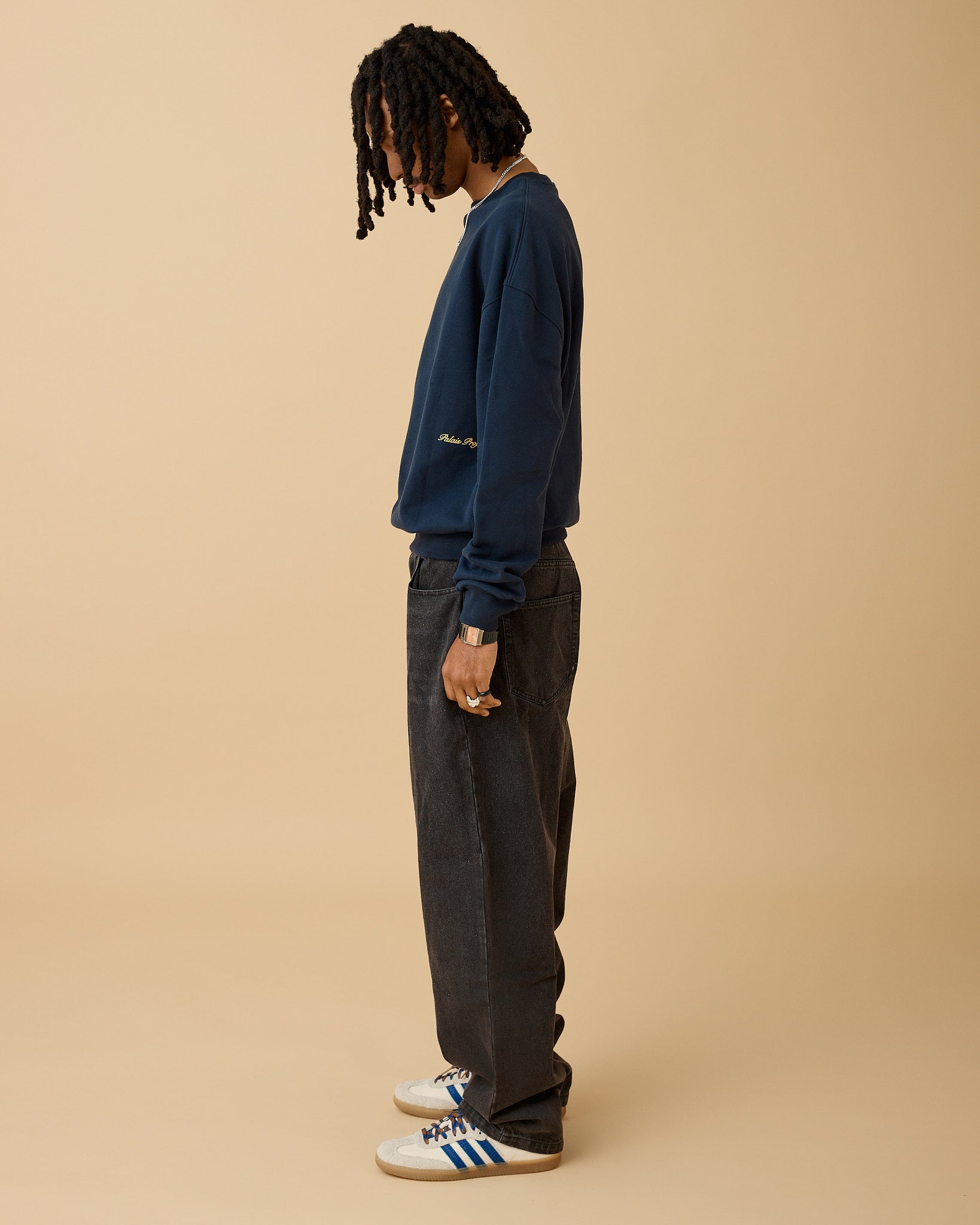 Essential Box Fit Heavy Crewneck - Navy