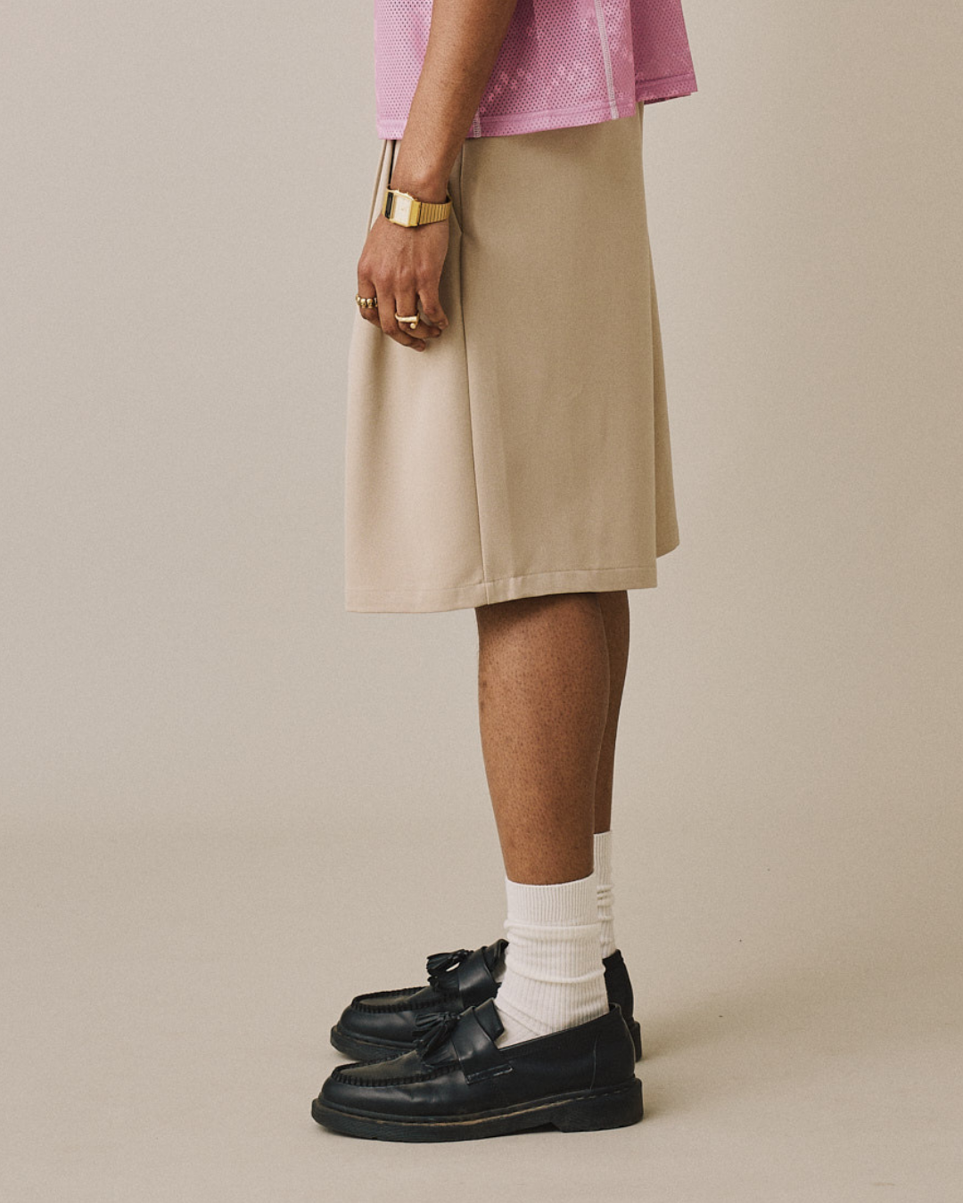 Relaxed Suit Shorts - Beige