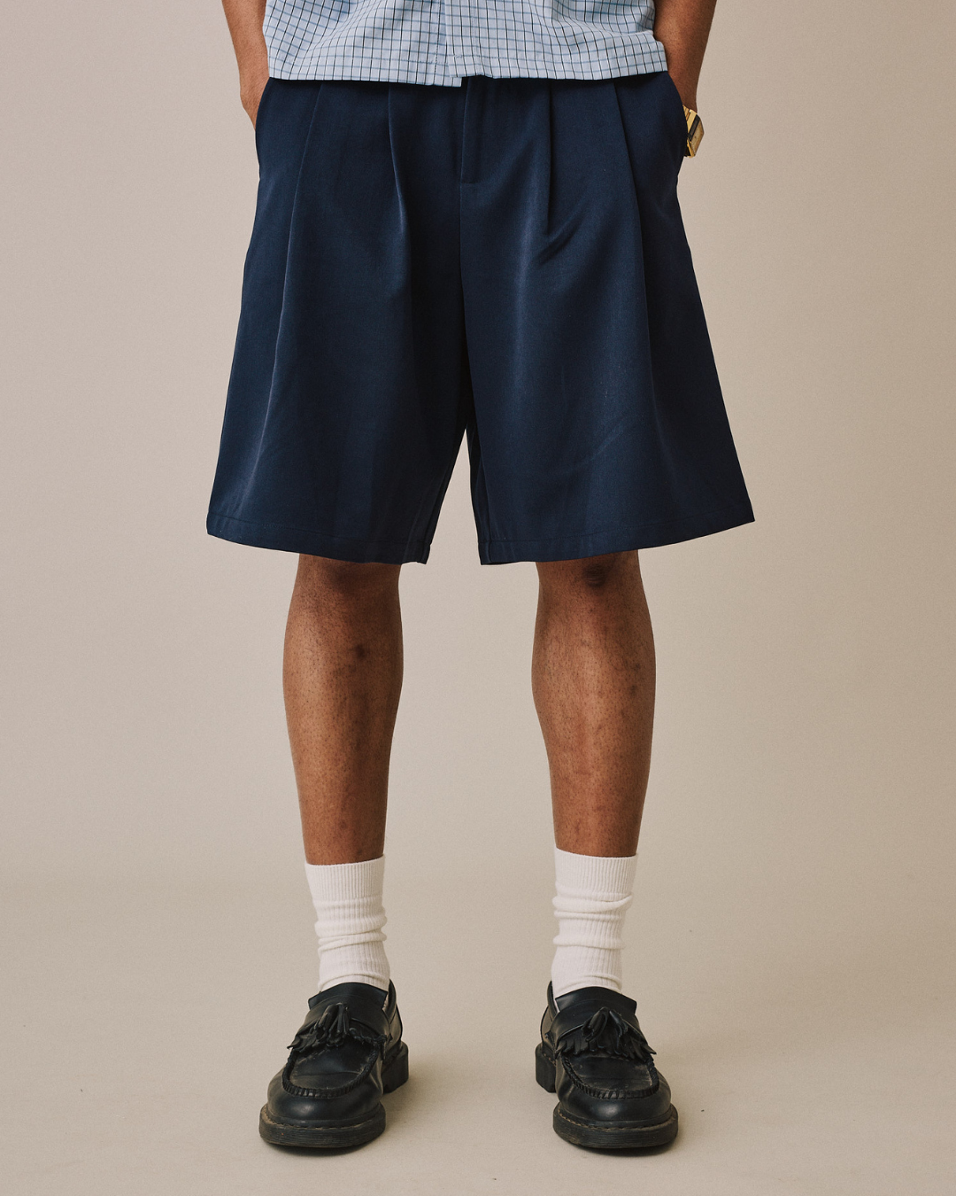 Relaxed Suit Shorts - Navy