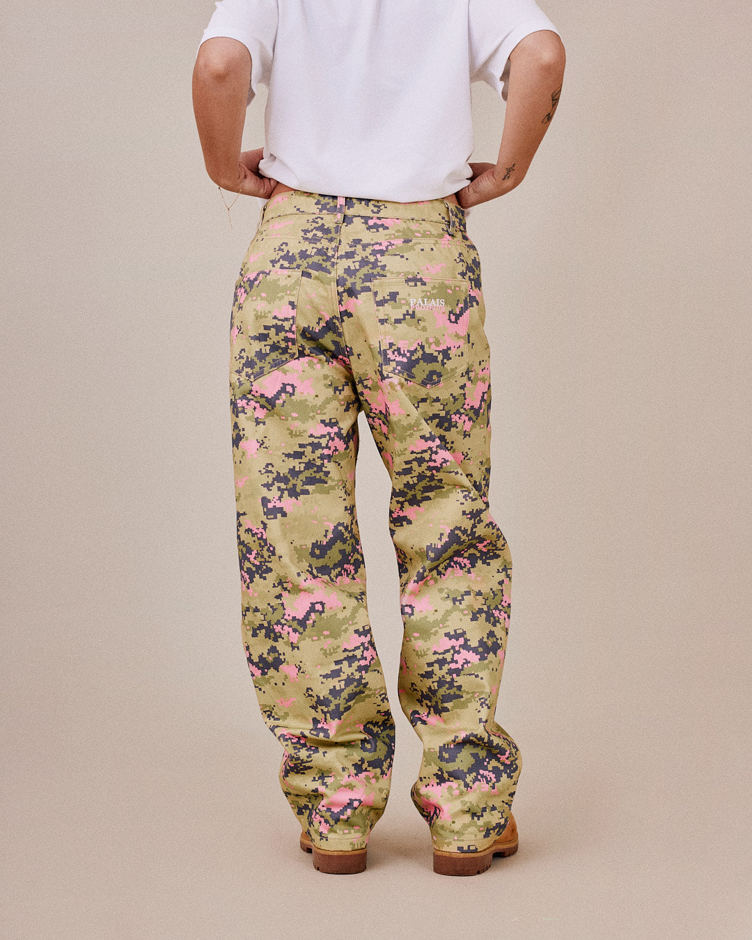 Baggy Canvas Pants - Green/Pink Camo