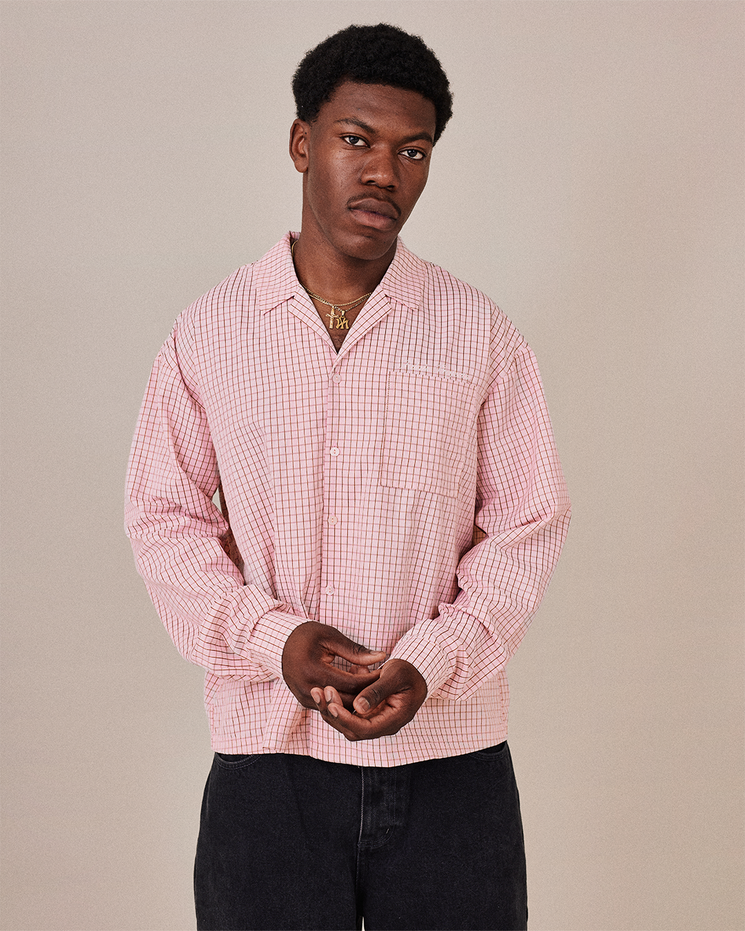 LS Checkered Shirt - Pink