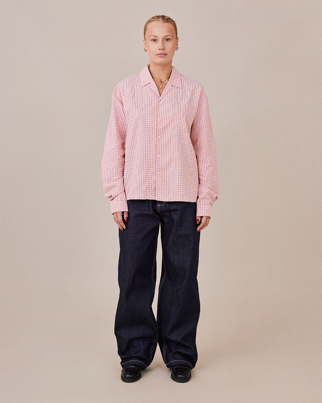 LS Checkered Shirt - Pink