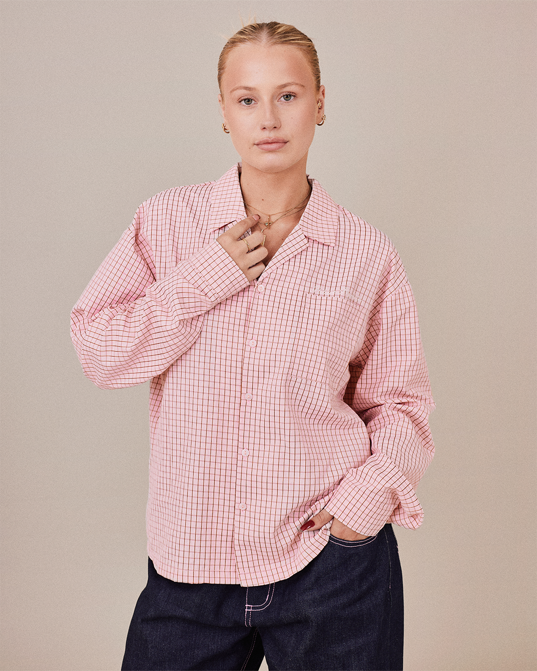LS Checkered Shirt - Pink