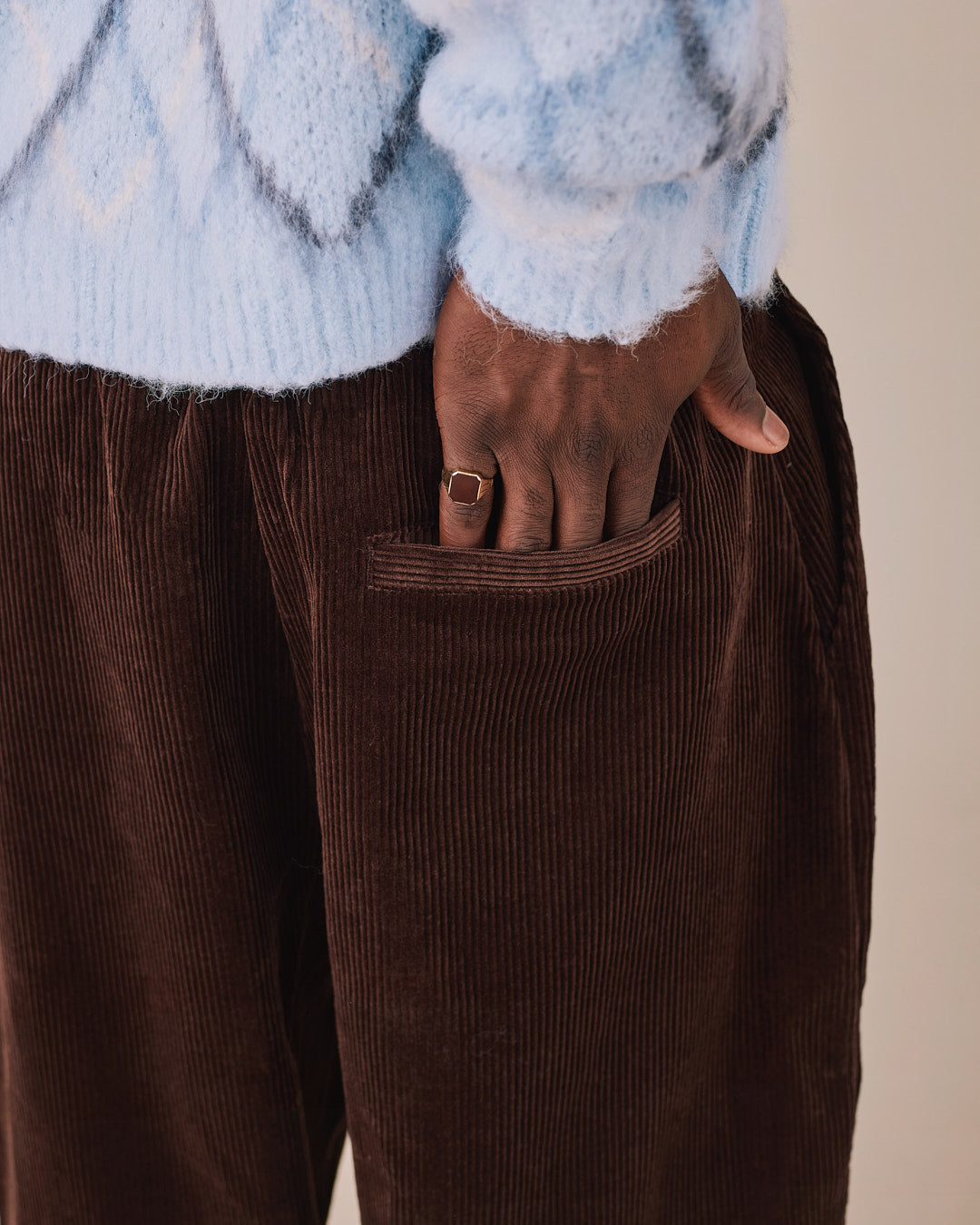 Baggy Corduroy Pants - Brown