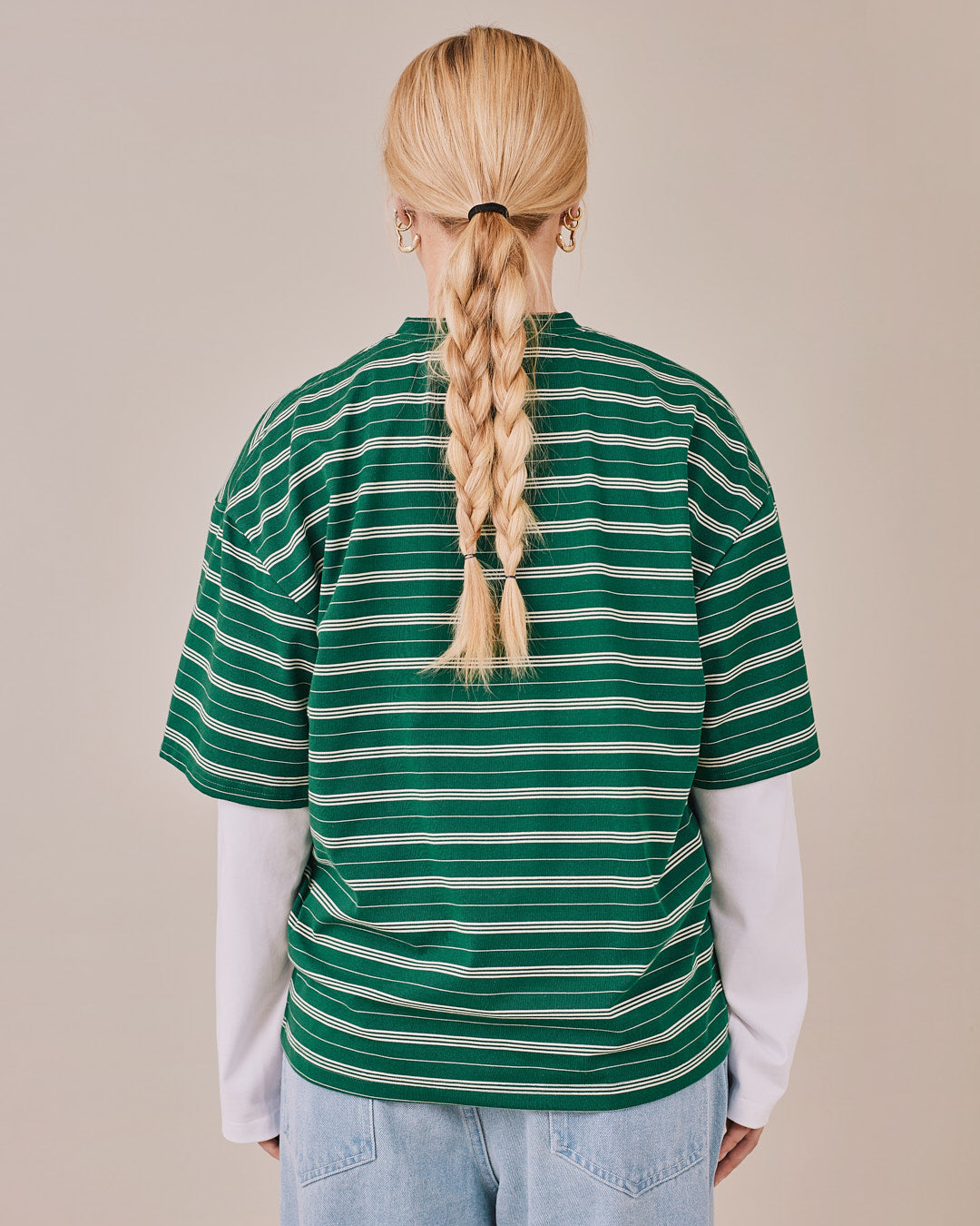 Boxy SS Tee - Green Stripe