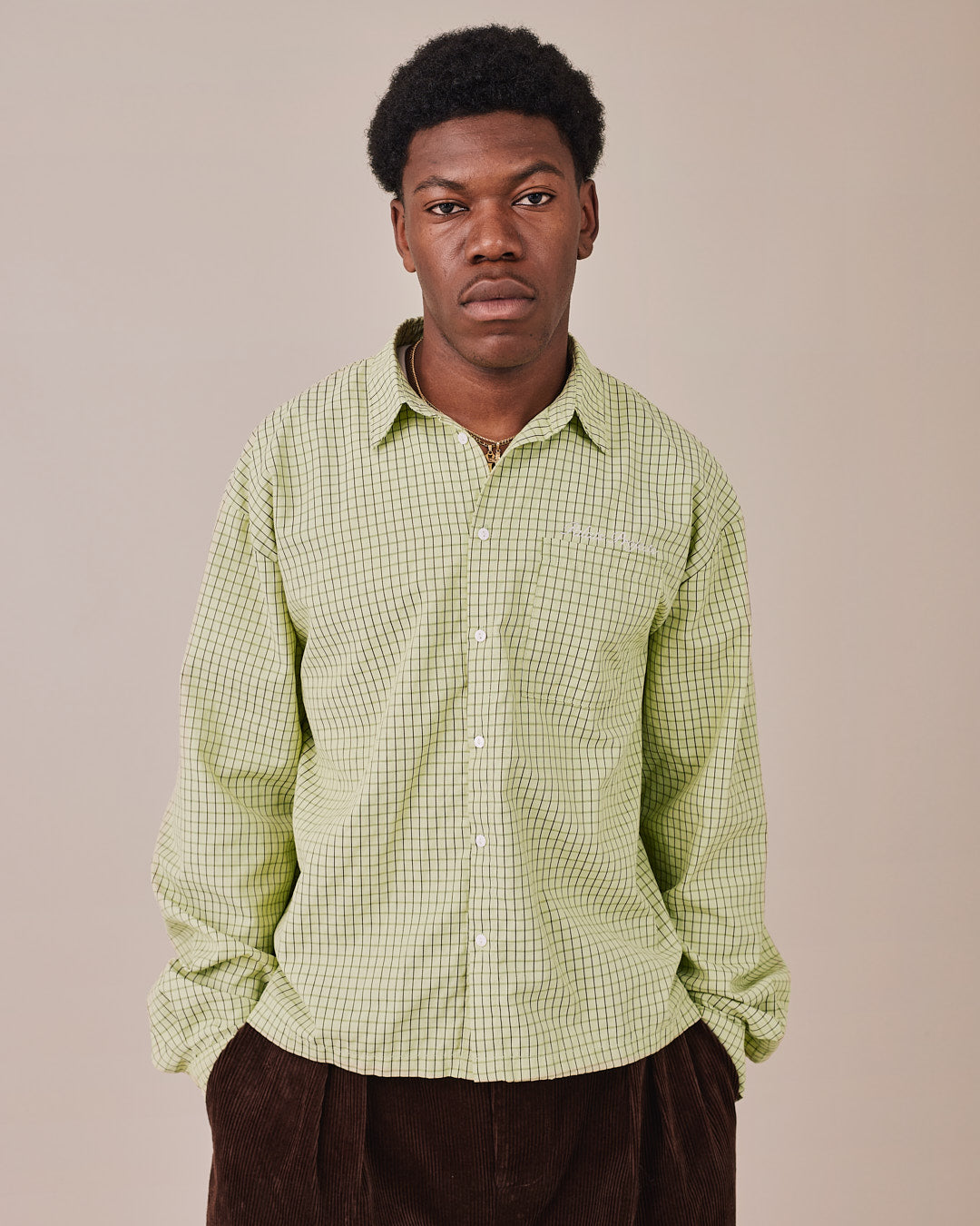 LS Checkered Shirt - Bright Green