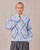 Knit Cardigan - Blue Check