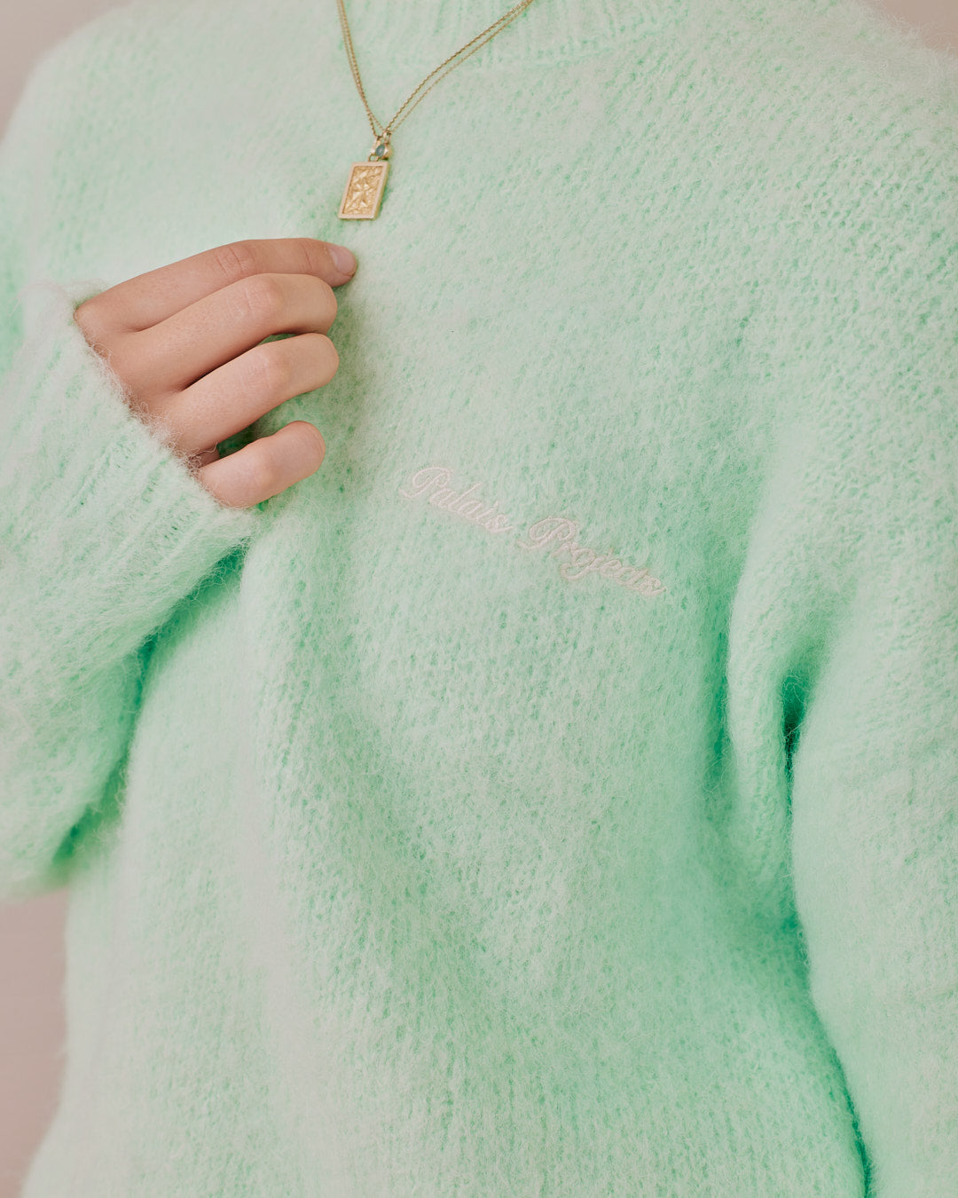 Knit O-Neck Sweater - Mint
