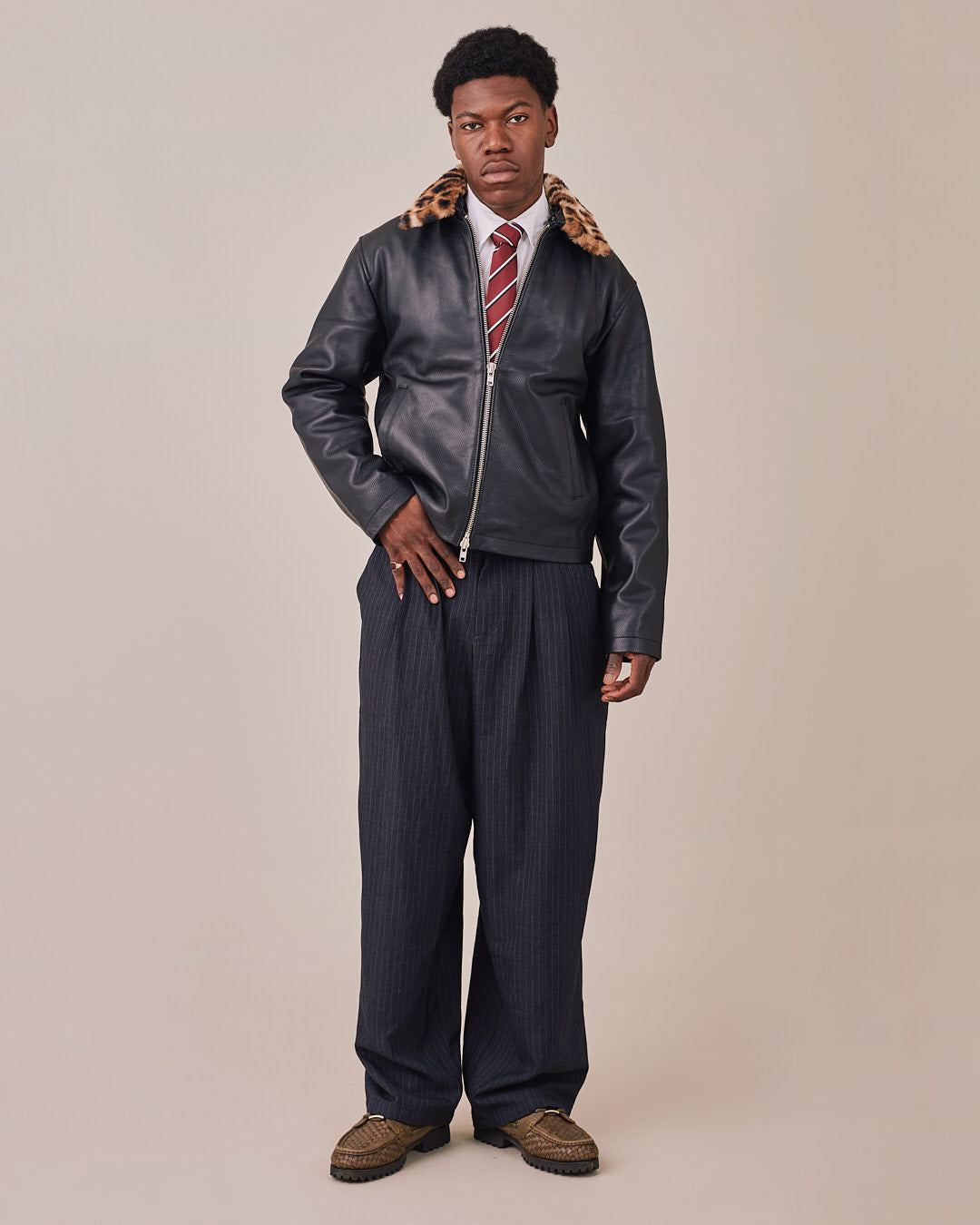 Relaxed Suit Pants - Black Stripe