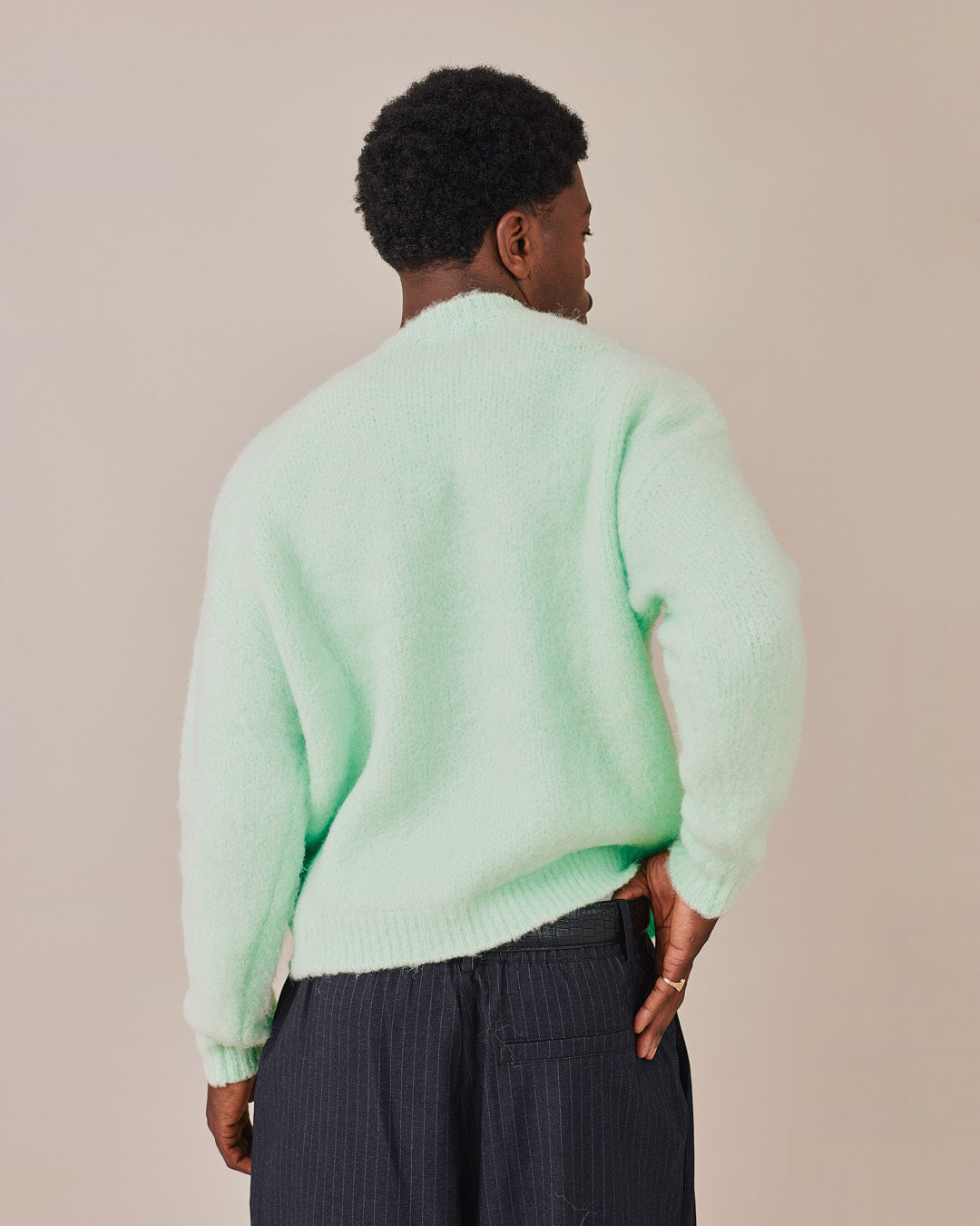 Knit O-Neck Sweater - Mint