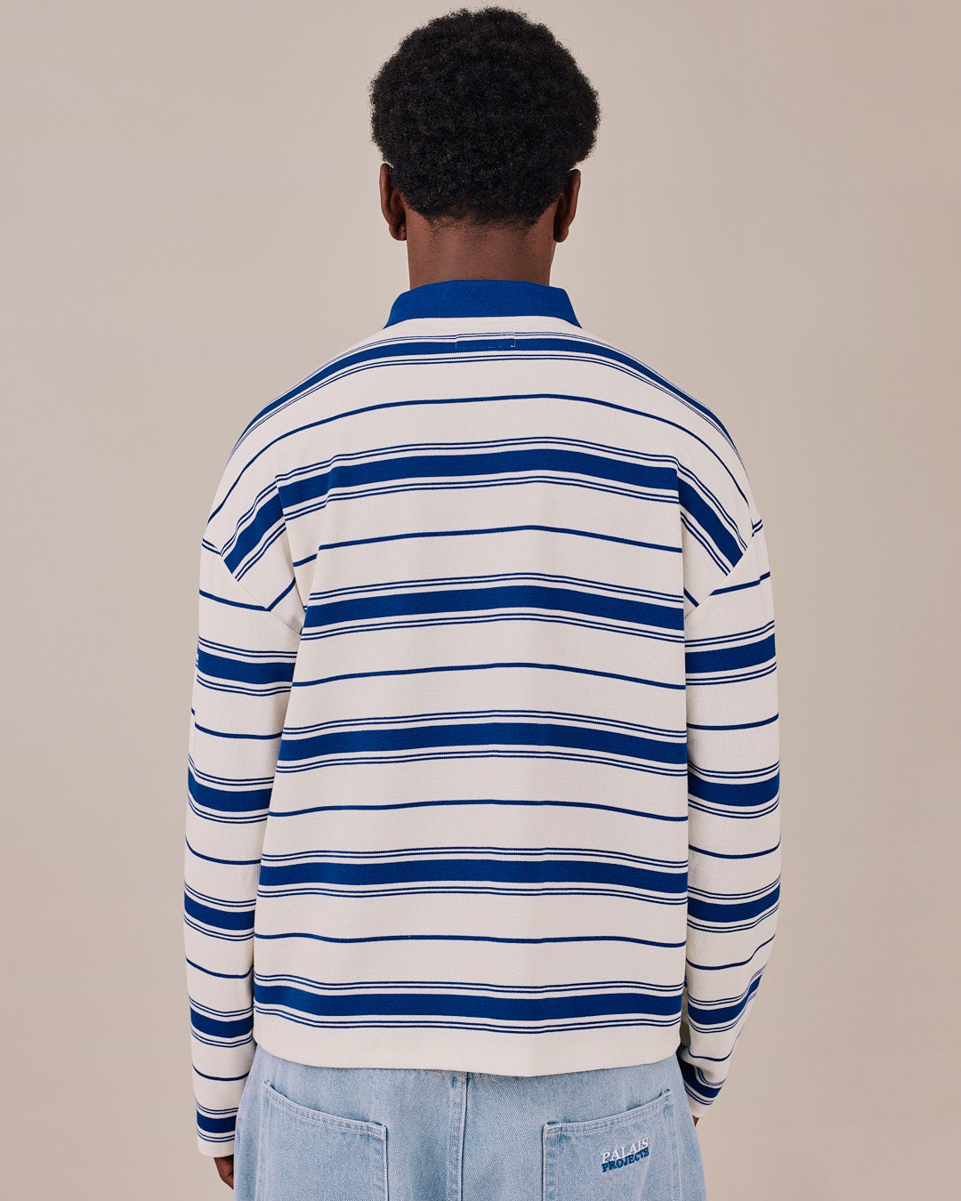 LS Polo Shirt - Blue/White Stripe