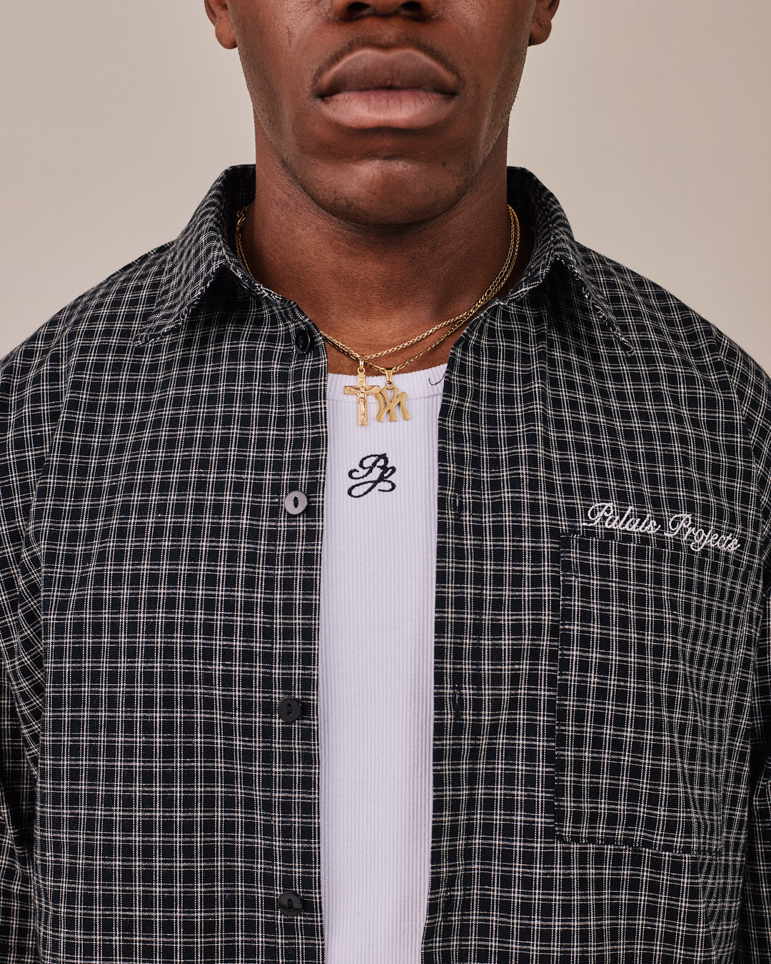 LS Checkered Shirt - Jet Black