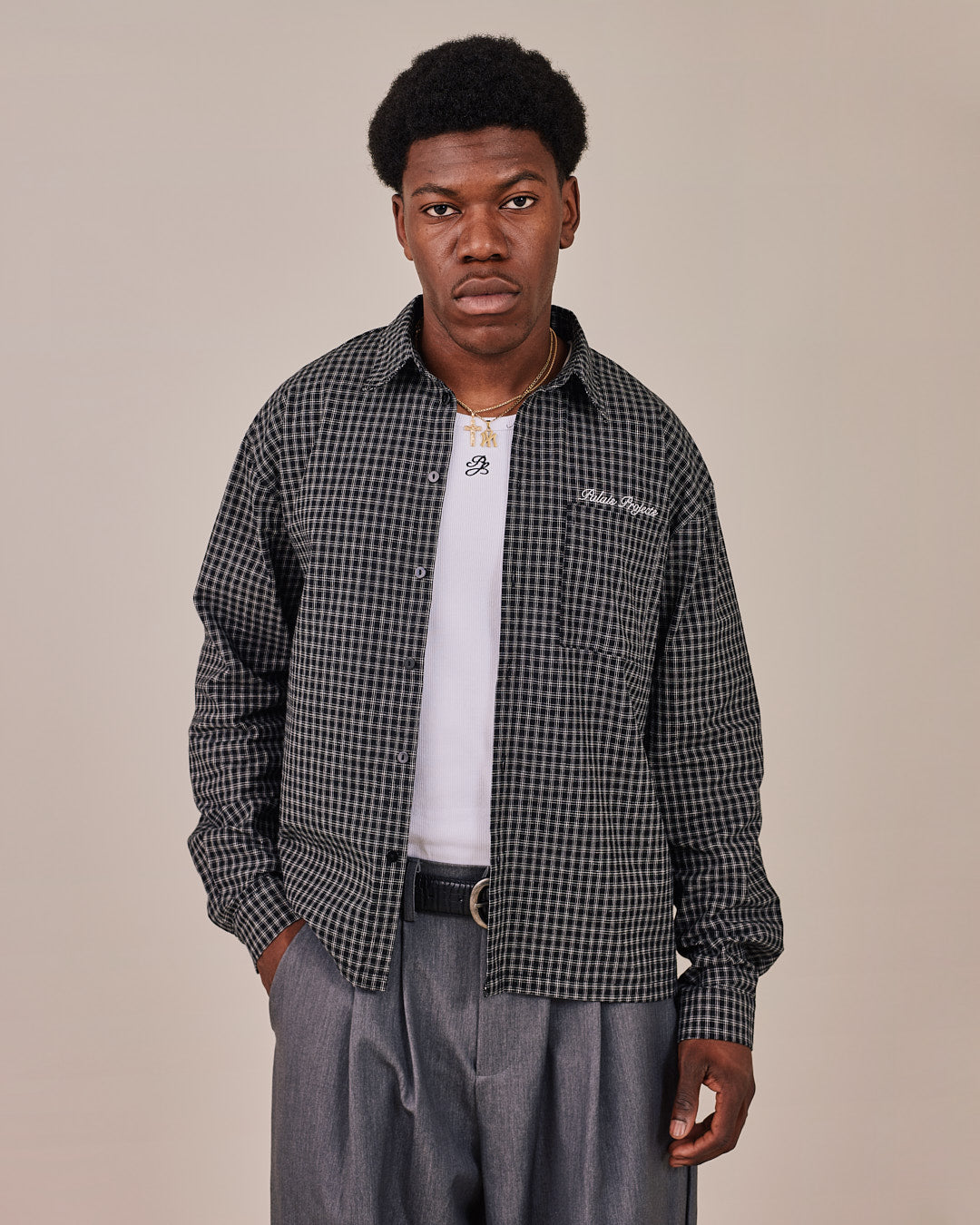 LS Checkered Shirt - Jet Black