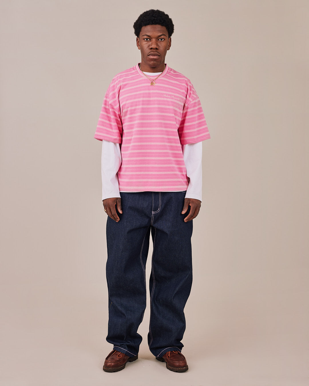 Boxy SS Tee - Pink Stripe