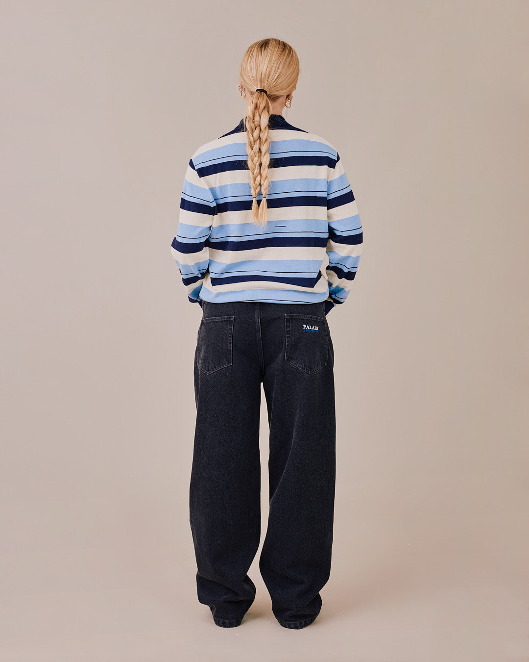 Zip Polo Knit - Blue Stripe
