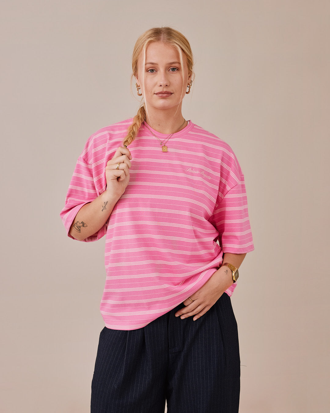 Boxy SS Tee - Pink Stripe