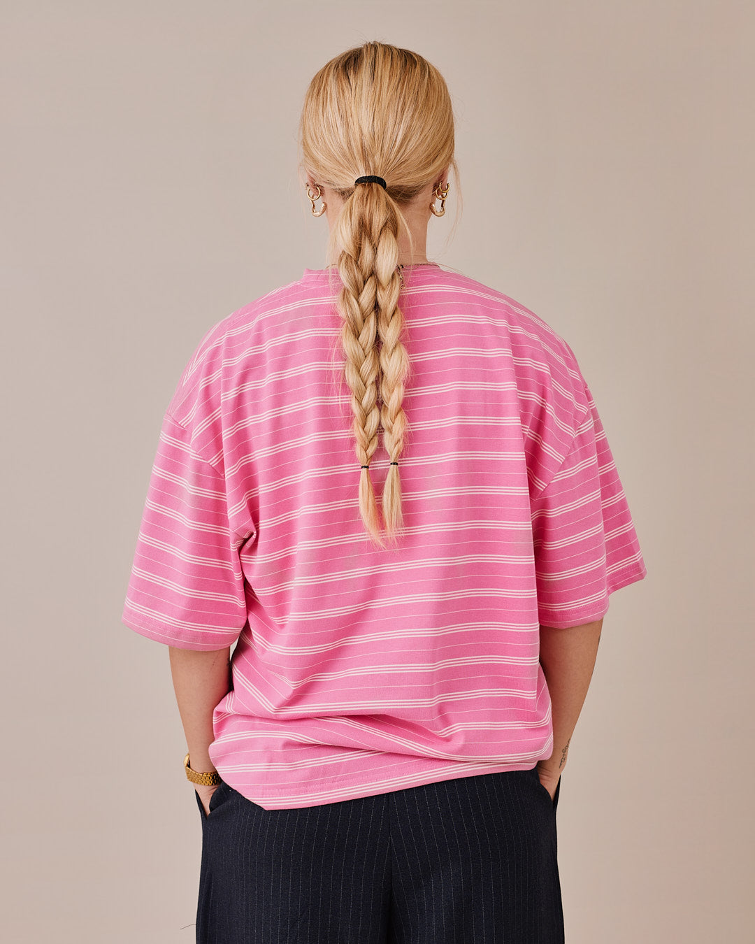 Boxy SS Tee - Pink Stripe