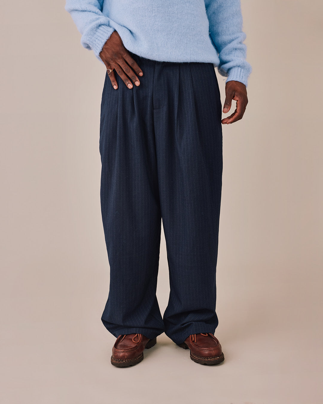 Relaxed Suit Pants - Navy Stripe