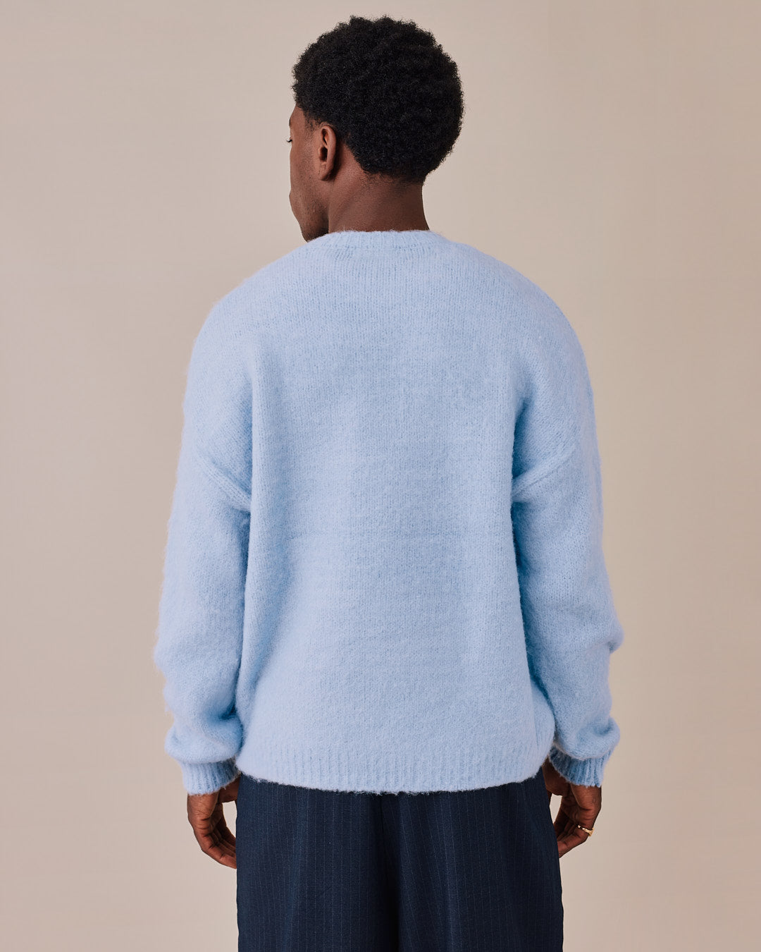 Knit O-Neck Sweater - Baby Blue
