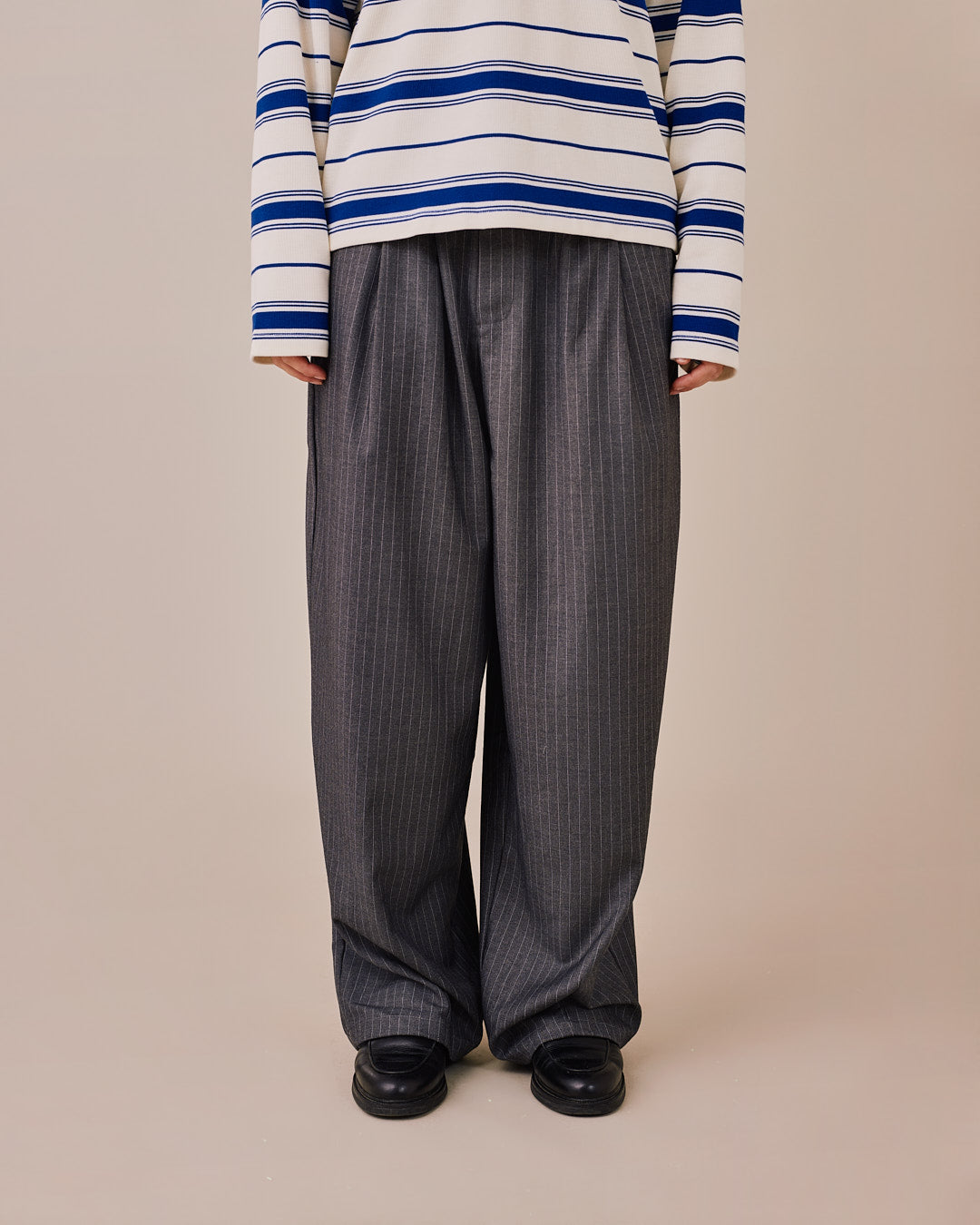 Relaxed Suit Pants - Grey Stripe