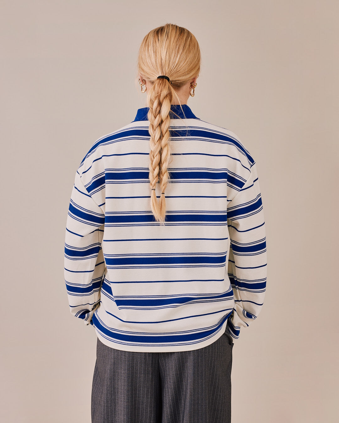 LS Polo Shirt - Blue/White Stripe